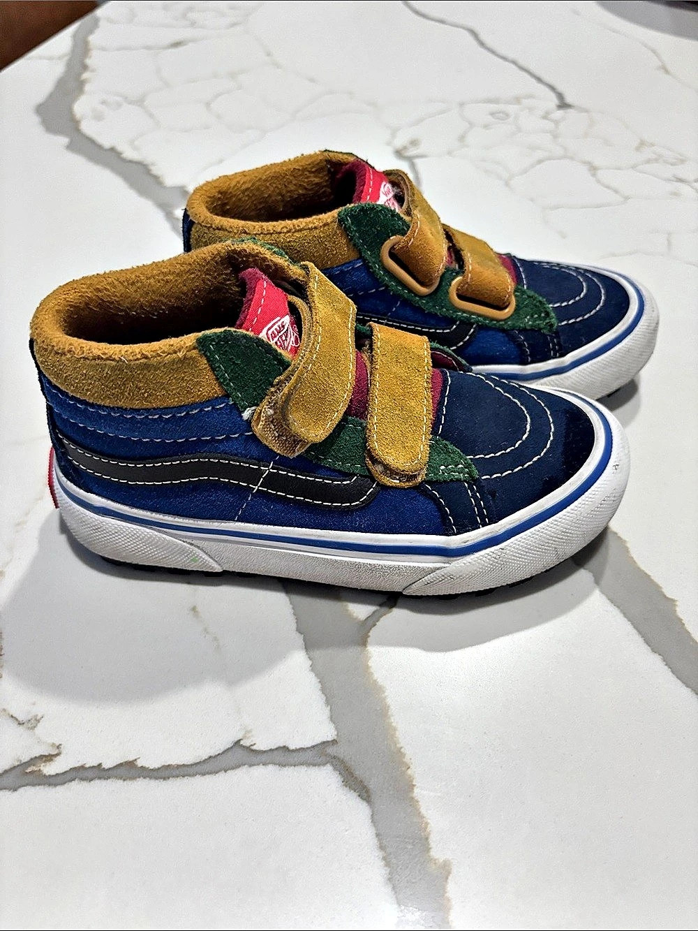 Vans Toddler Sk8-Mid Reissue V Kids High Top Sneakers Blue & White